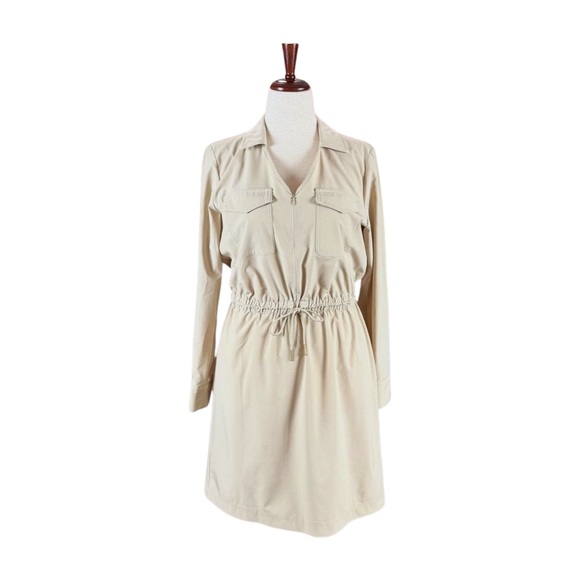 Calvin Klein Dresses & Skirts - CALVIN KLEIN Khaki Collared V-Neck Dress, Size 10